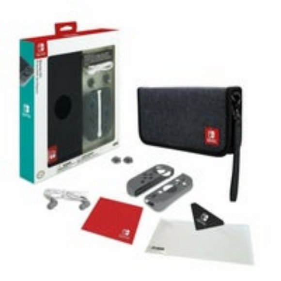 Nintendo Switch Starter Kit Travel Case, Joy Con Guards, Earbuds Grey Sealed New - Picture 12 of 12